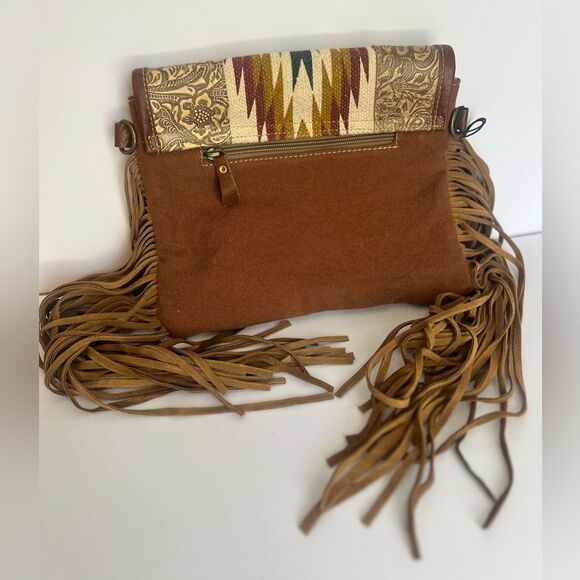 NWT Myra Bags Crosshair Canvas And Hairon Bag - Picture 5 of 5